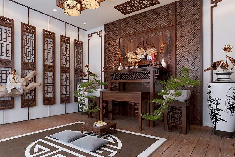 Vách ngăn phòng thờ đẹp